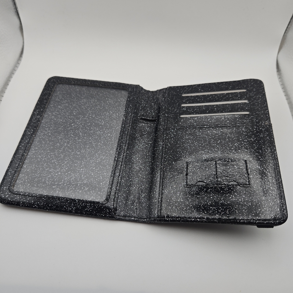 ✨ Black Glitter Bifold ID Wallet | Slim Card Holder | Small Wallet